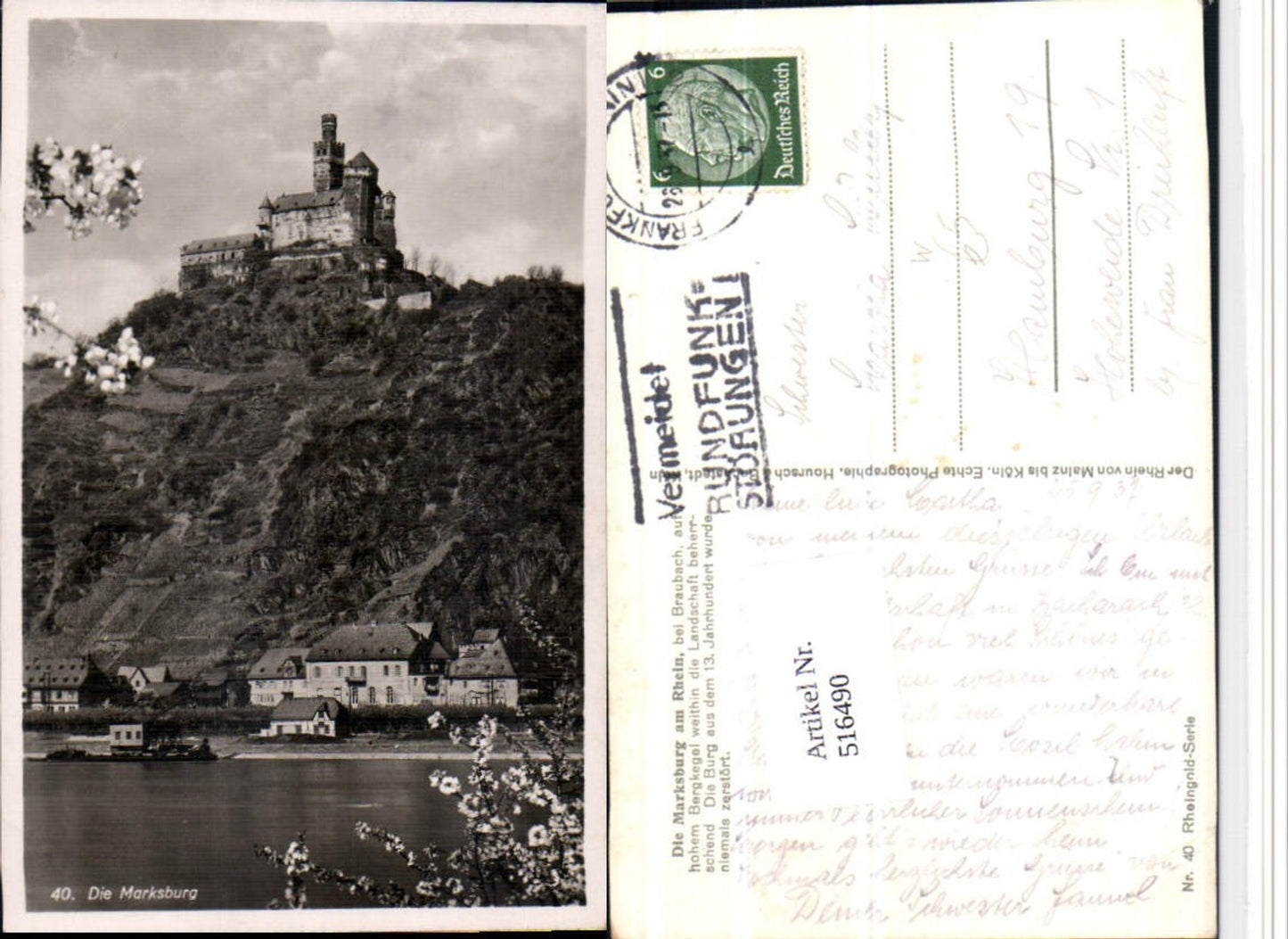 516490,Braubach am Rhein Teilansicht m. Marksburg Burg