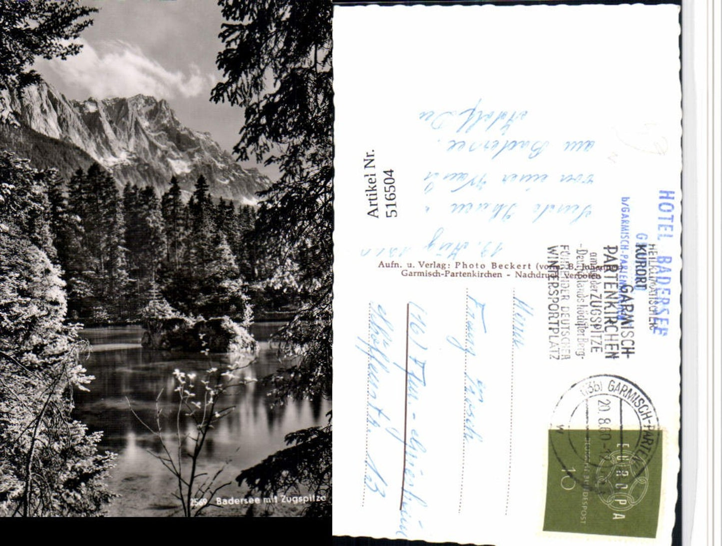 516504,Badersee See b. Grainau m. Zugspitze Bergkulisse