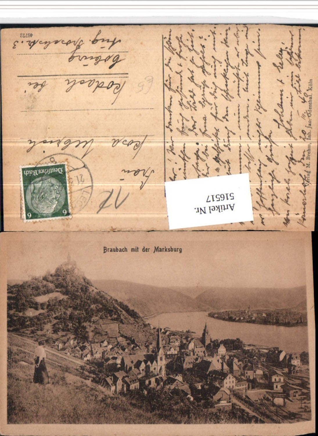 516517,Braubach am Rhein Totale m. Marksburg Burg