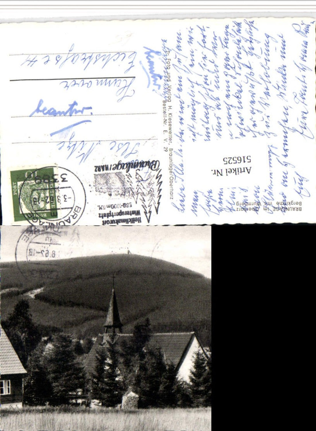 516525,Braunlage im Oberharz Bergkirche Kirche m. Wurmberg