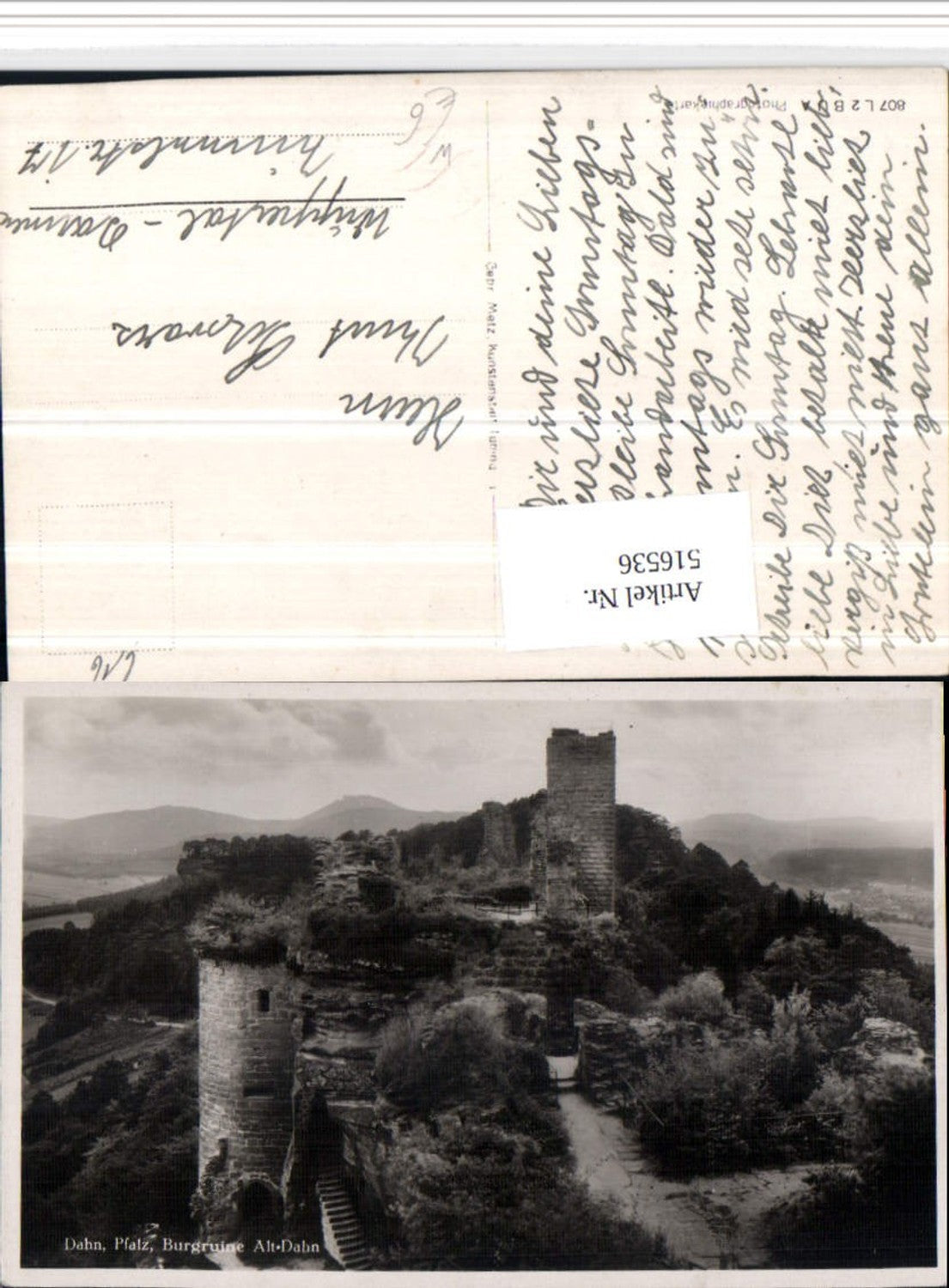 516536,Dahn in d. Pfalz Burgruine Alt-Dahn