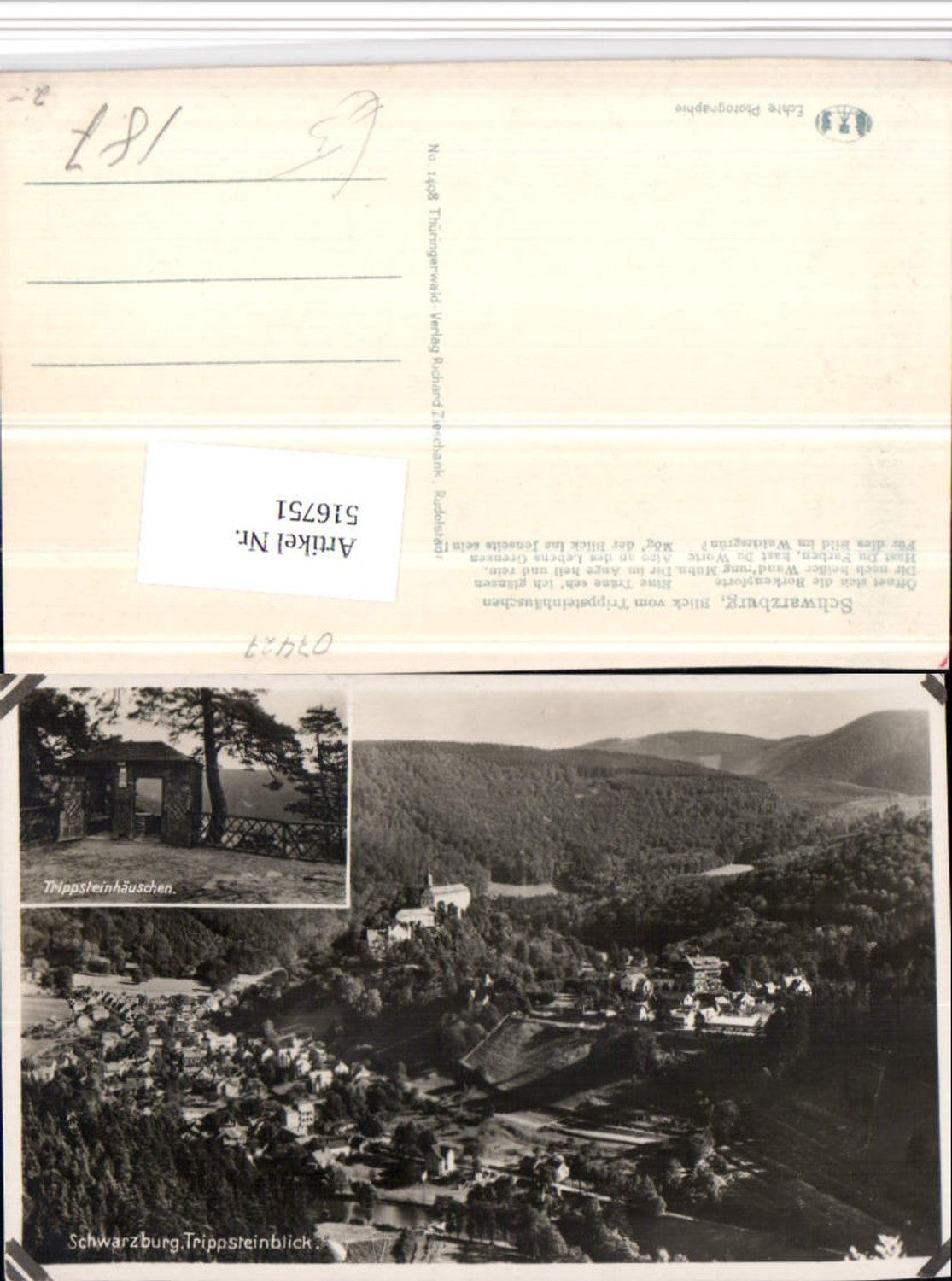 516751,Schwarzburg Totale Trippsteinhäuschen Mehrbildkarte