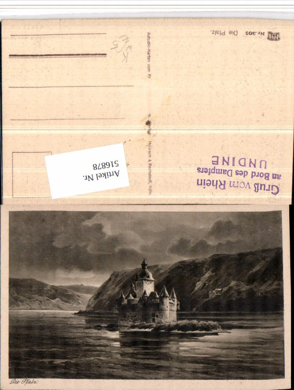 516878,Künstler AK Austudin Pfalz Burg Pfalzgrafenstein b. Kaub am Rhein