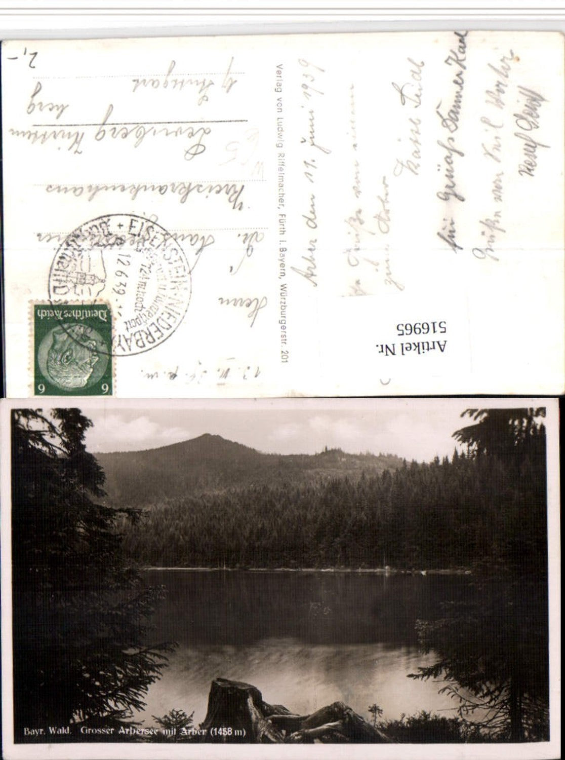 516965,Großer Arbersee See m. Arber b. Bayerisch Eisenstein