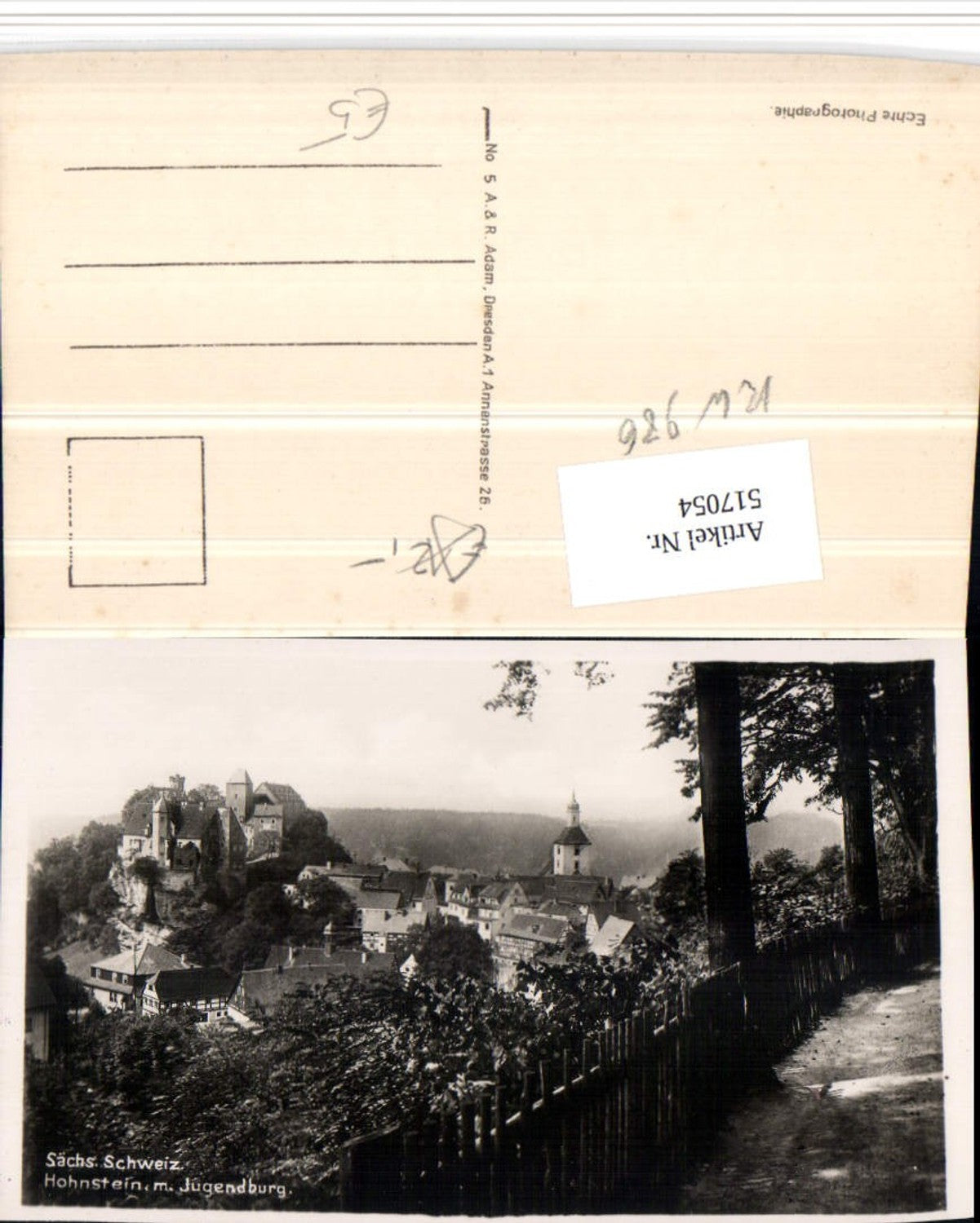 517054,Sächsische Schweiz Hohnstein Totale m. Jugendburg