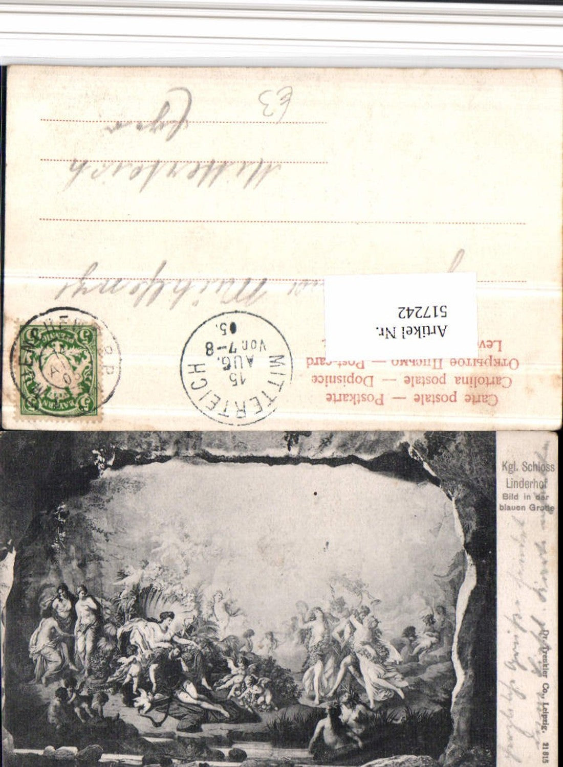 517242,Schloss Linderhof b. Ettal Bild in der blauen Grotte pub Dr. Trenkler 21815