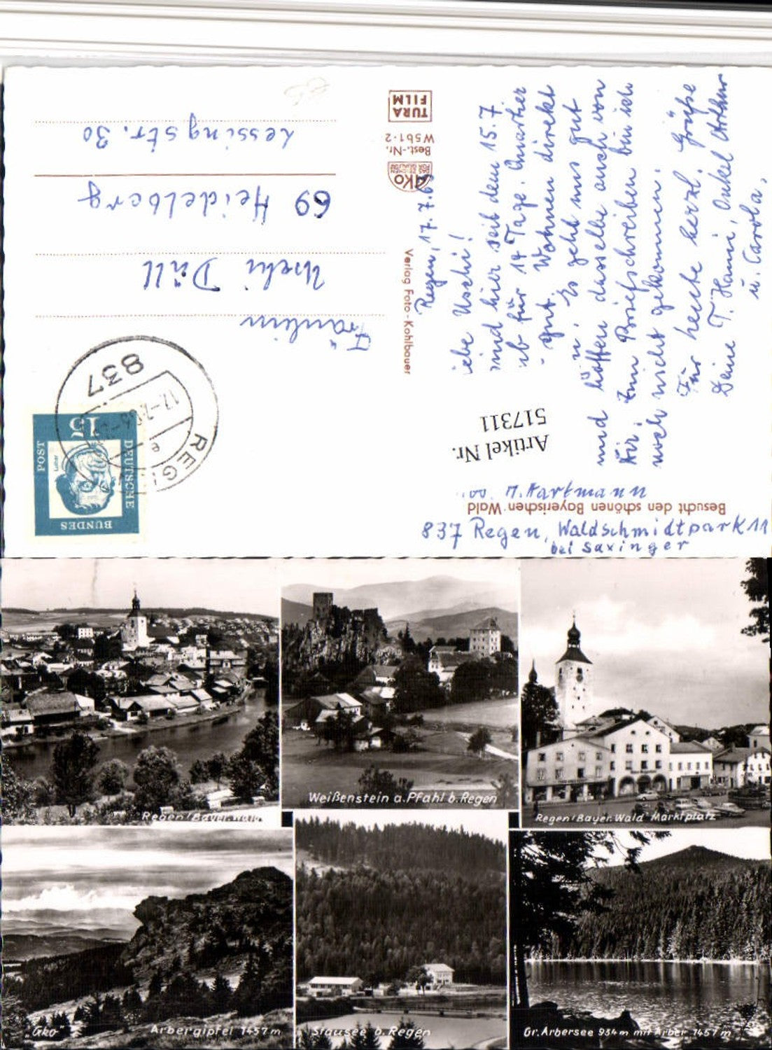 517311,Regen Totale Marktplatz Stausee Arbersee Mehrbildkarte