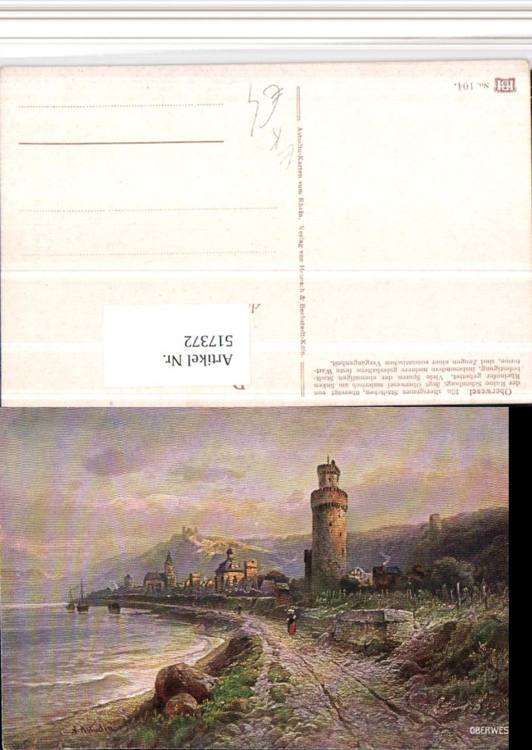 517372,Künstler AK N. Astudin Oberwesel Teilansicht Turm