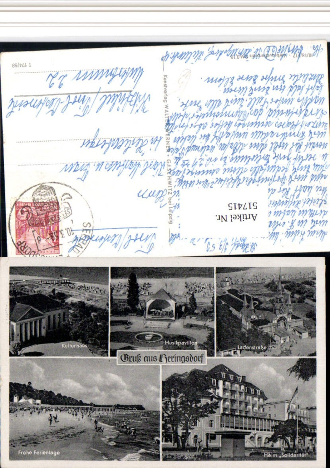 517415,Heringsdorf Strandleben Kulturhaus Musikpavillon Mehrbildkarte