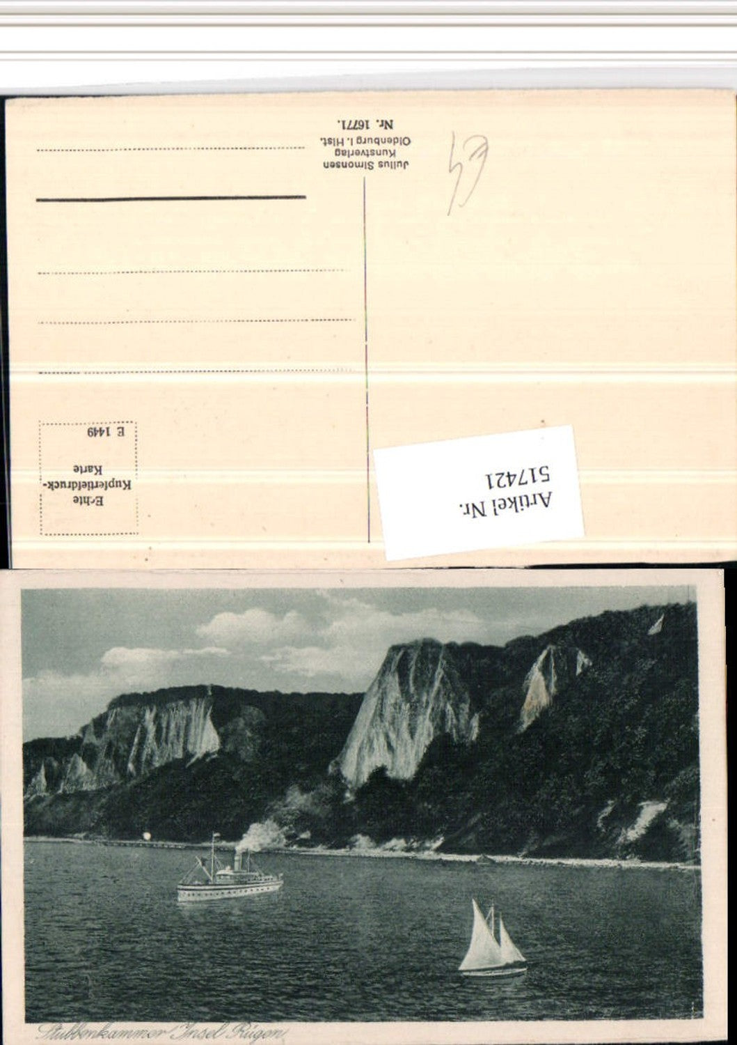 517421,Insel Rügen Stubbenkammer Steilküste Segelboot Dampfer