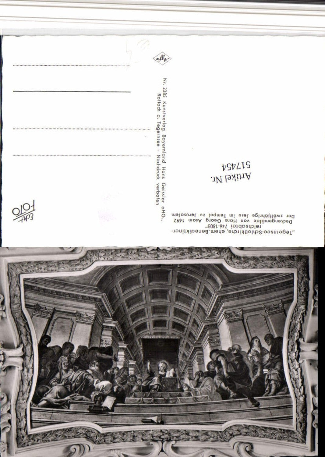 517454,Tegernsee Schlosskirche Abtei Deckengemälde zwölfjährige Jesu