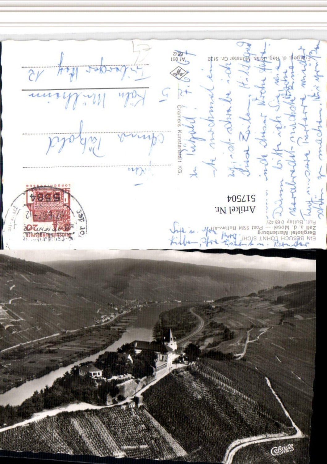 517504,Zell an d. Mosel Berghotel Marienburg Fliegeraufnahme