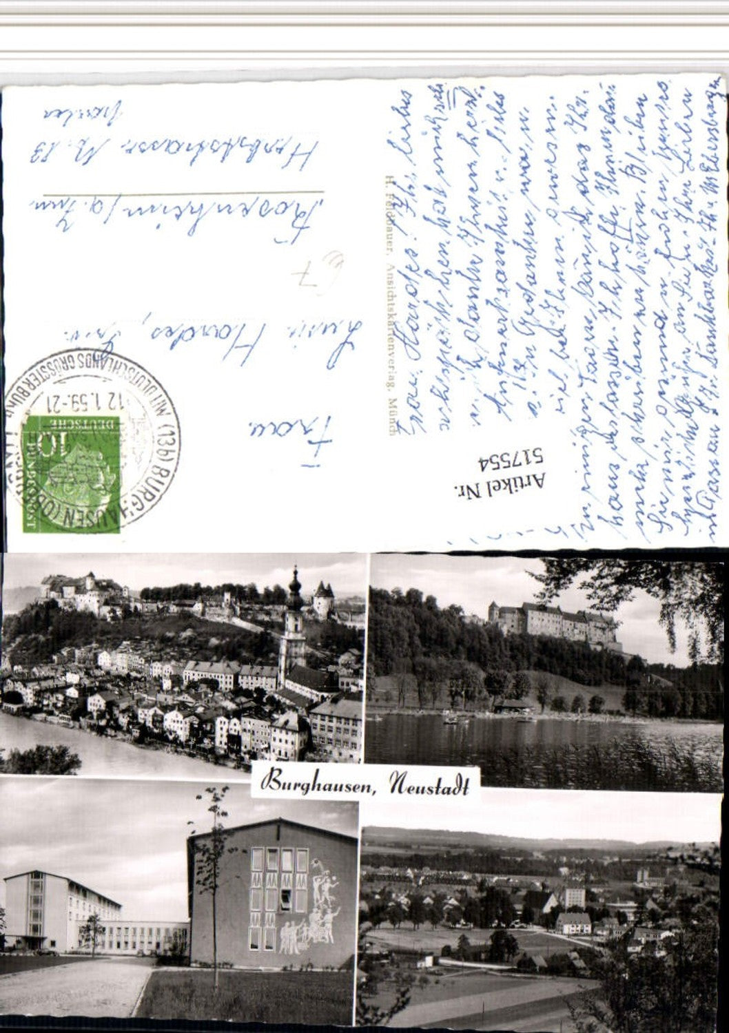 517554,Burghausen Neustadt Totale Burg Schule Mehrbildkarte