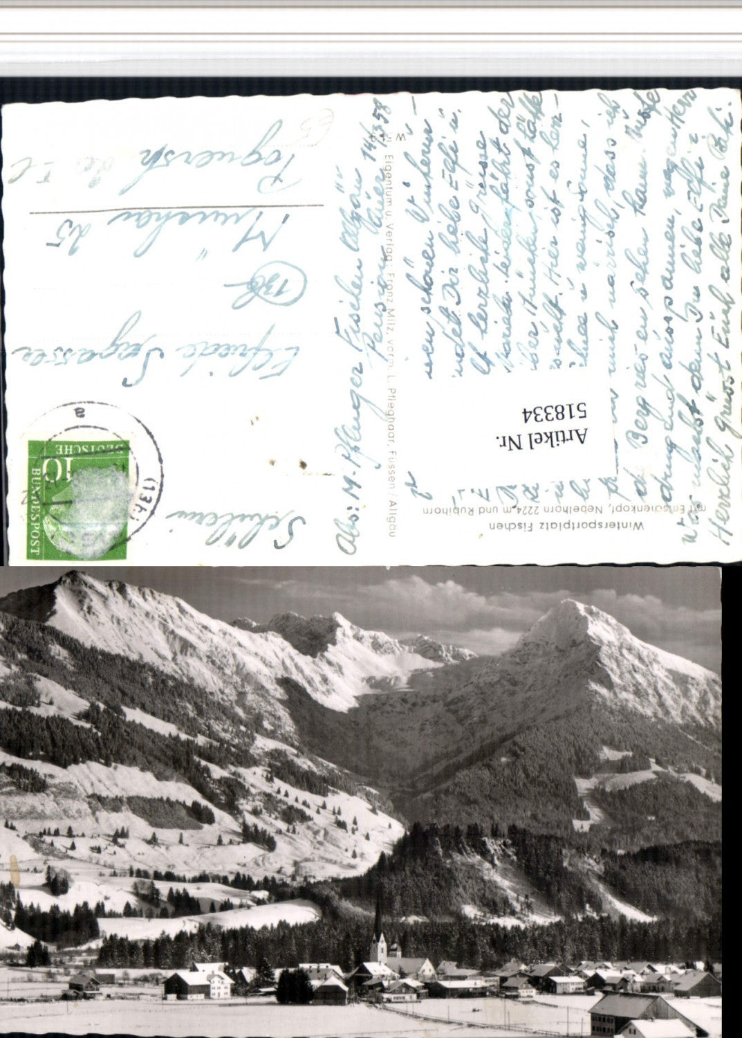 518334,Fischen Totale m. Nebelhorn Bergkulisse Winterbild