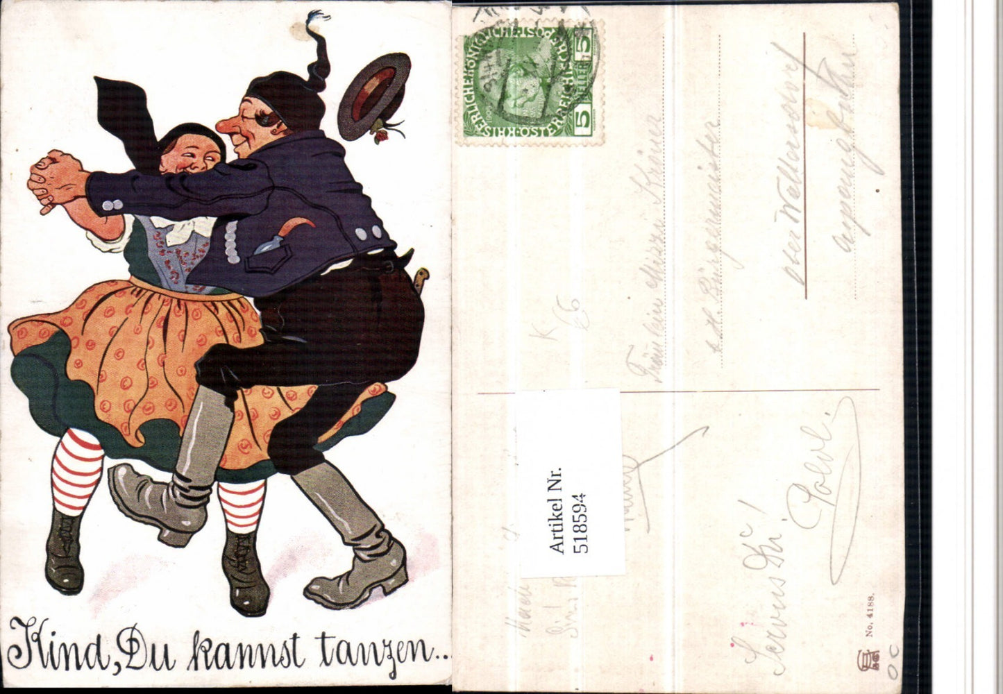 518594,Künstler AK Typen Tanz Tracht Münchener Typen Humor