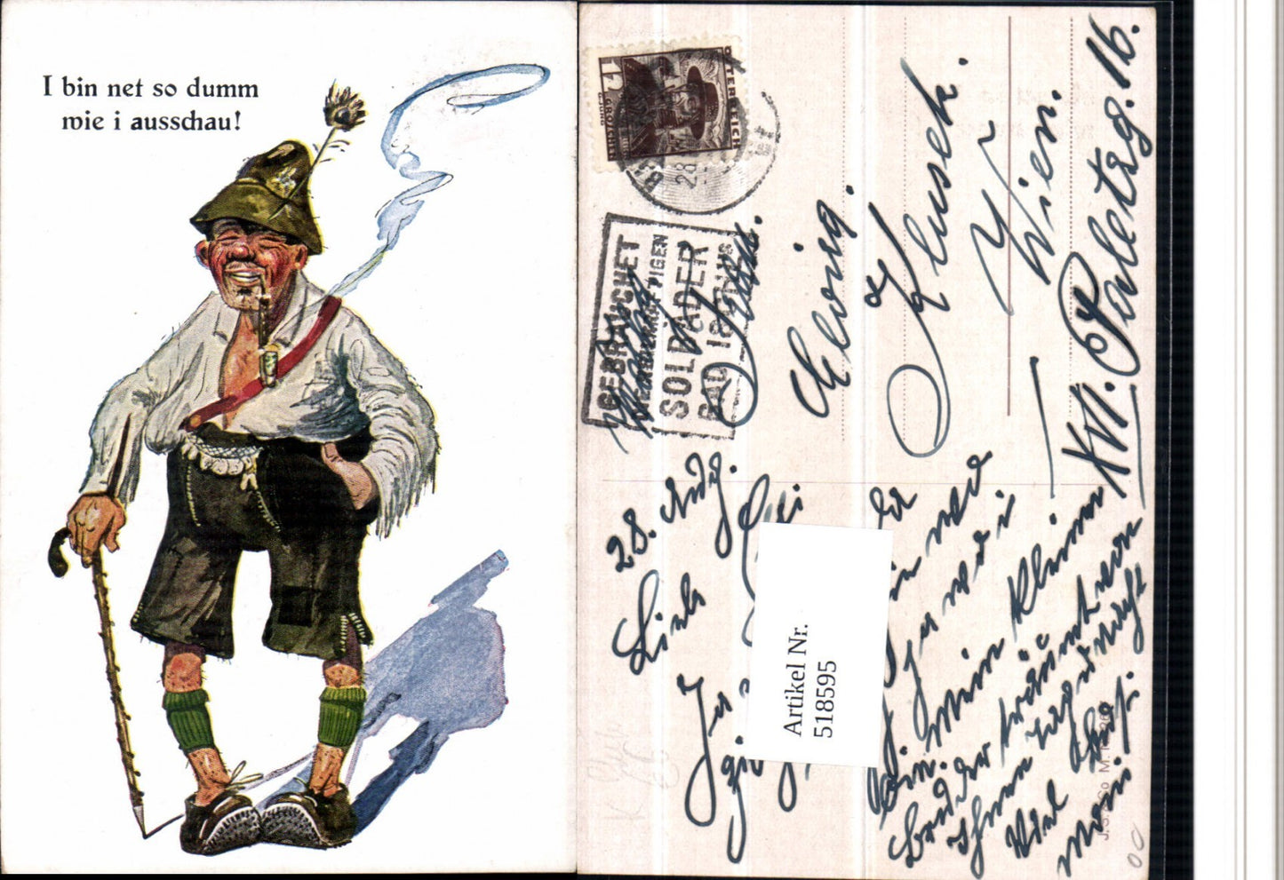 518595,Künstler AK Exzentriker Pfeife Hut Type Humor Rauchen