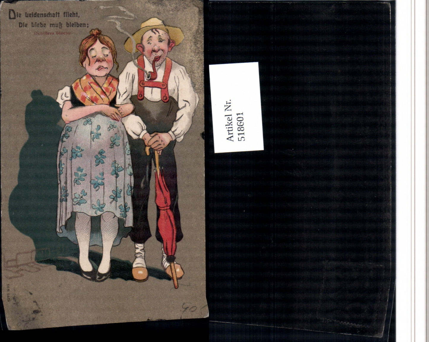 518601,Künstler AK Pfeife Rauchen Humor Schirm Frauenfeindlicher