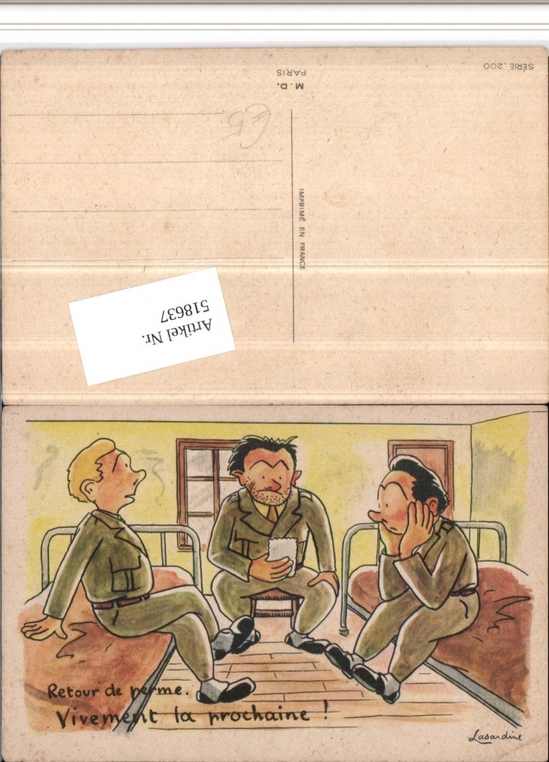 518637,Künstler AK Militärhumor Männer Uniform Betten Humor Scherz