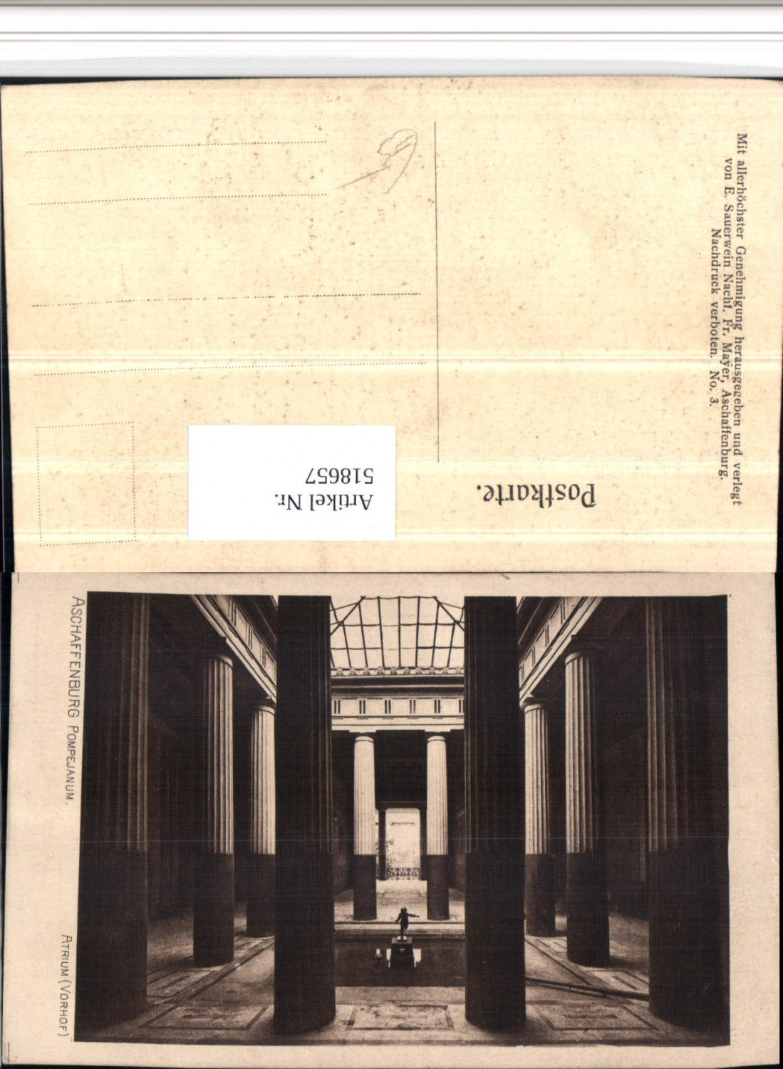 518657,Aschaffenburg Pompejanum Atrium Vorhof Säulen