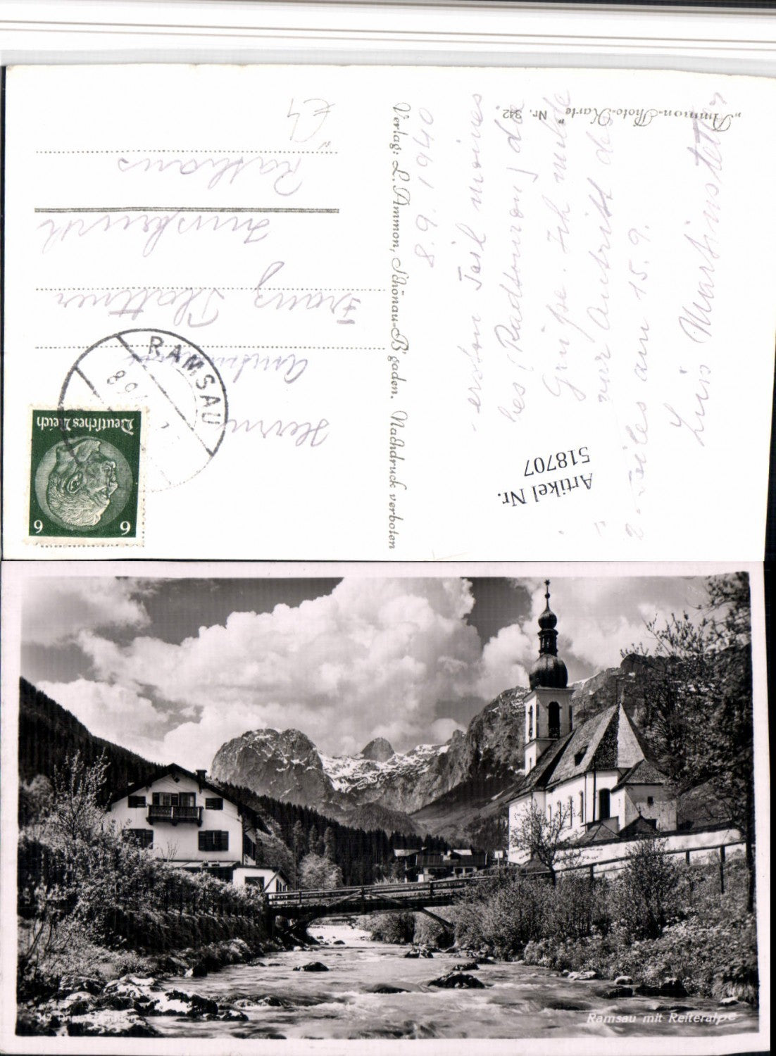 518707, Ramsau near Berchtesgaden, church with Reiteralpe mountain backdrop