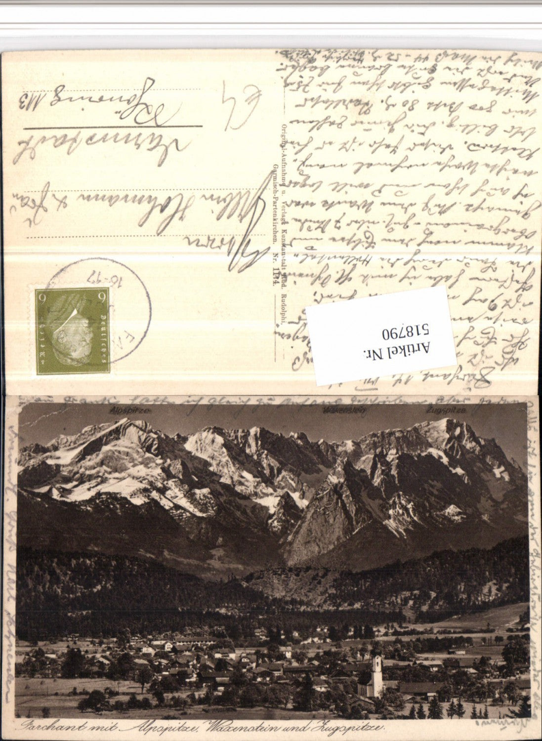 518790,Farchant Totale m. Alpspitze Zugspitze Bergkulisse