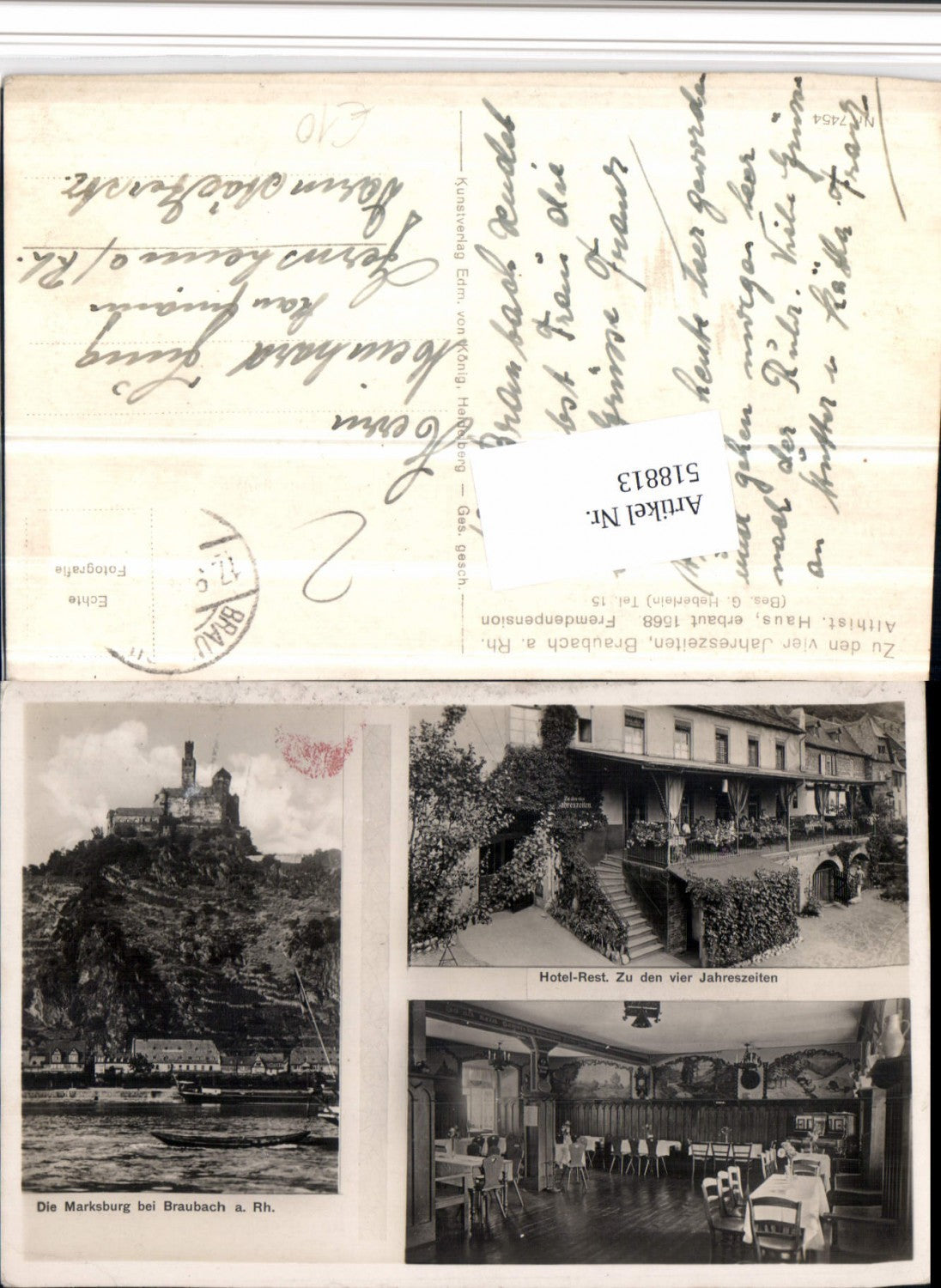 518813,Braubach am Rhein Hotel vier Jahreszeiten Marksburg Mehrbildkarte