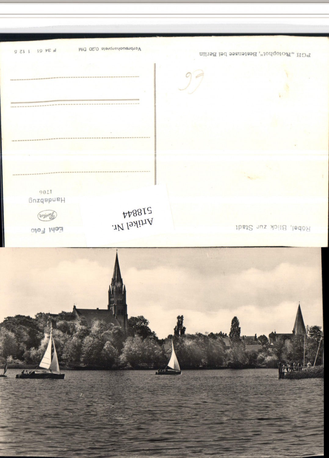 518844,Röbel Teilansicht Kirche Segelboote Boote