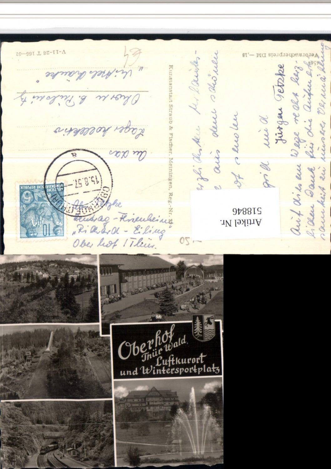 518846, Oberhof in Thuringia, Total ski jump, railway, multi-view postcard