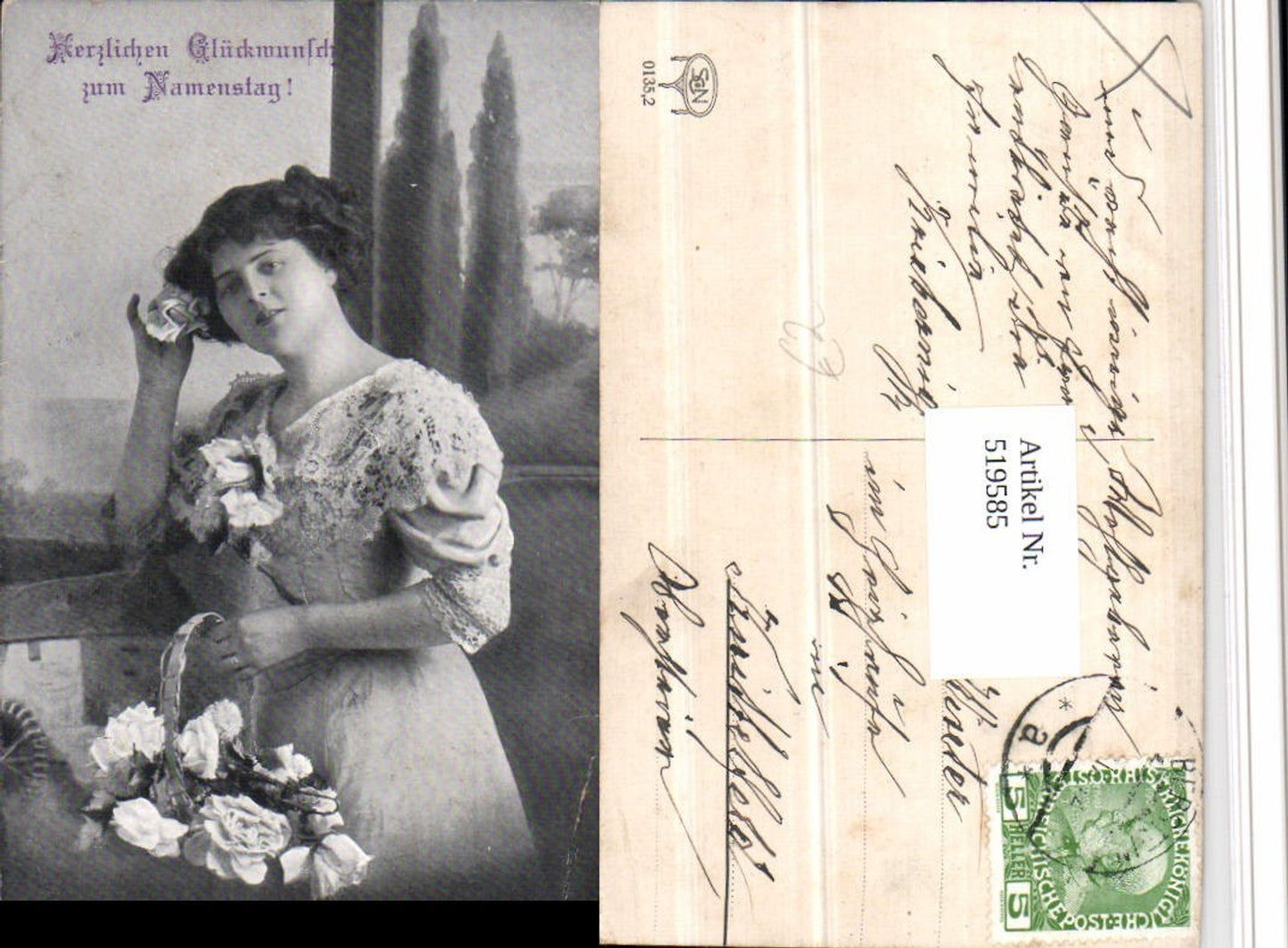 519585,Künstler AK Namenstag Frau Rosen Wassermühle Mühle n. Knittelfeld