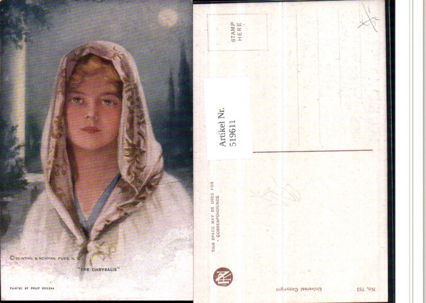519611,Künstler AK Philip Boileau Chrysalis Frau Kopftuch pub Reinthal Newman