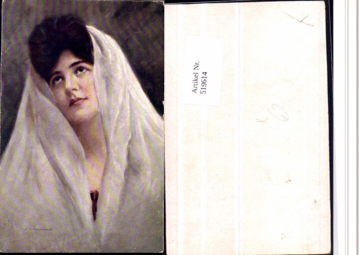 519614,Künstler AK Frau Type Kopftuch Portrait