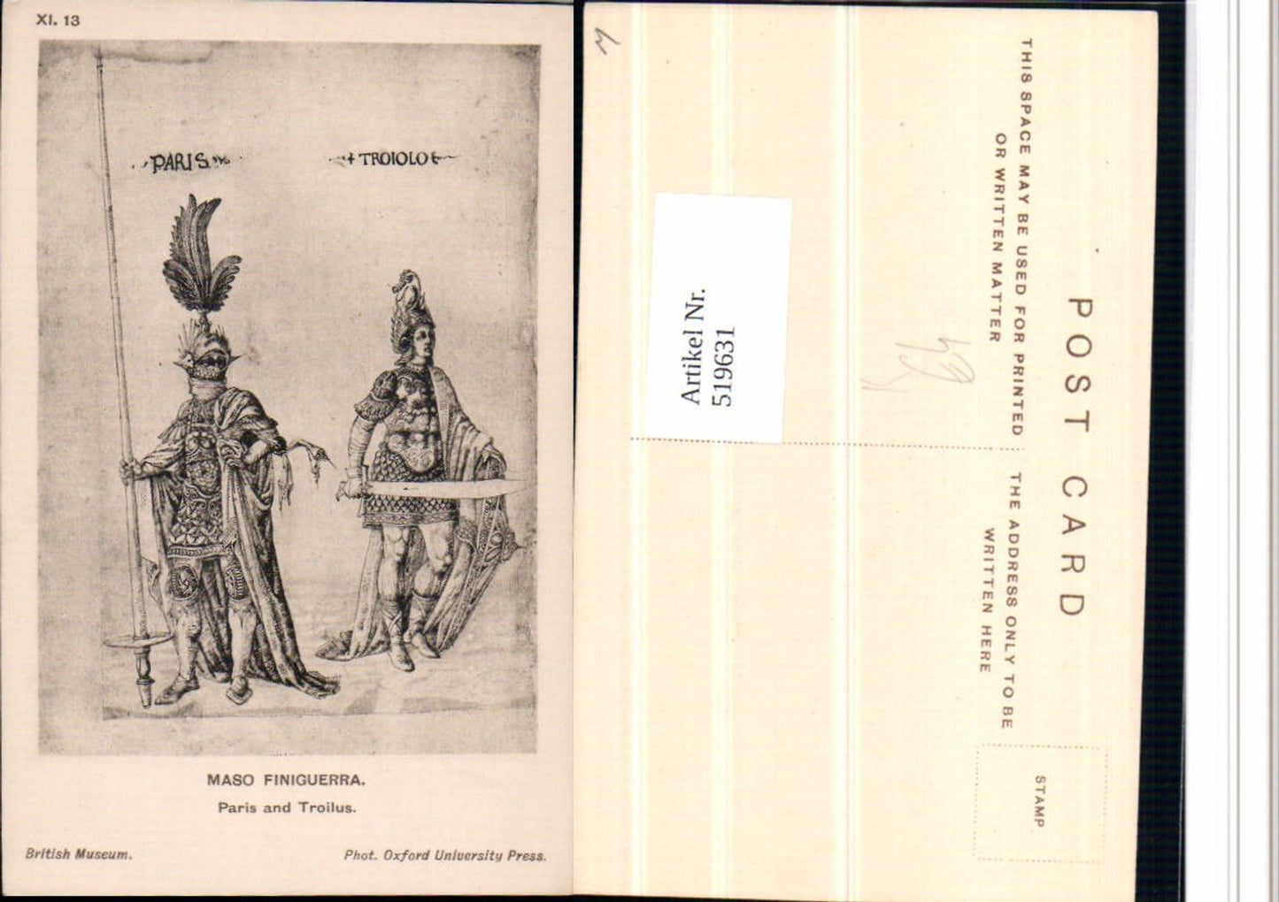 519631,Künstler AK Maso Finiguerra Paris and Troilus