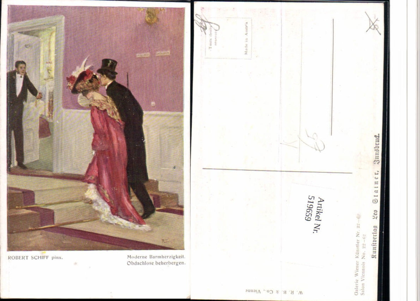 519659,Künstler AK Robert Schiff Moderne Barmherzigkeit Liebe Paar