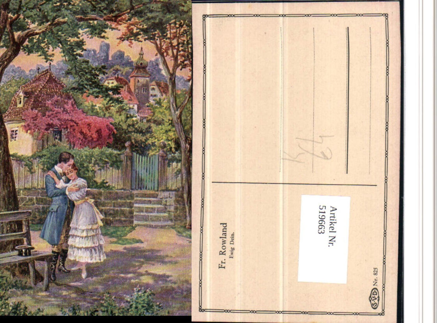 519663,Künstler AK Fr. Rowland Ewig Dein Liebe Paar Dorf