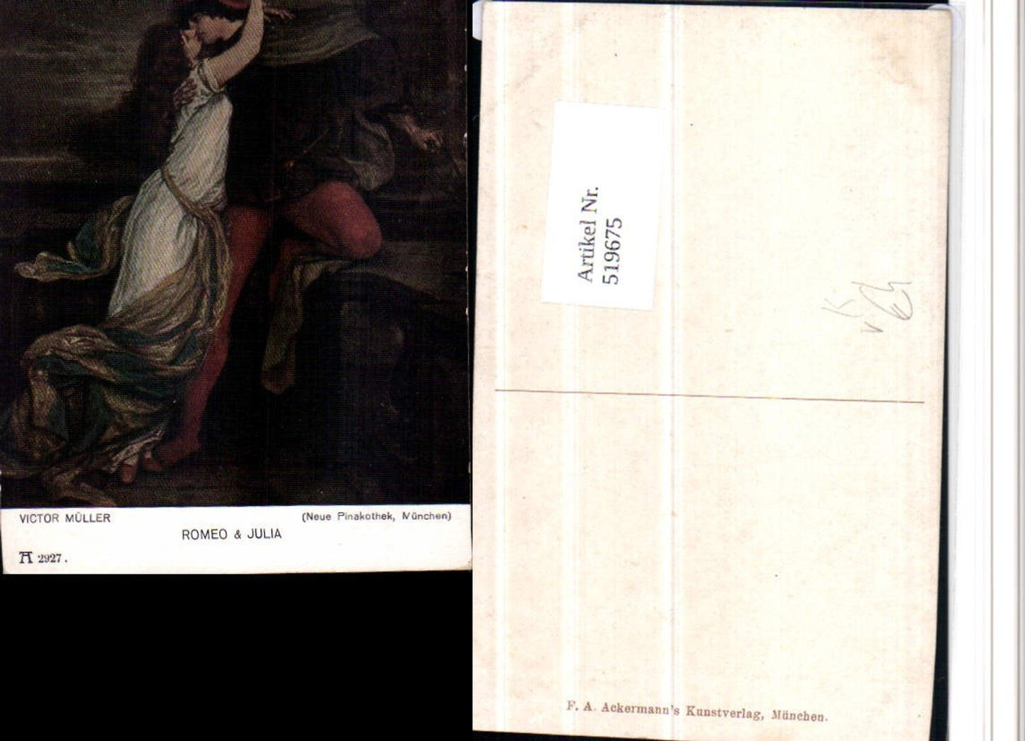 519675,Künstler AK Victor Müller Romeo u. Julia Liebe Paar pub Ackermann 2927
