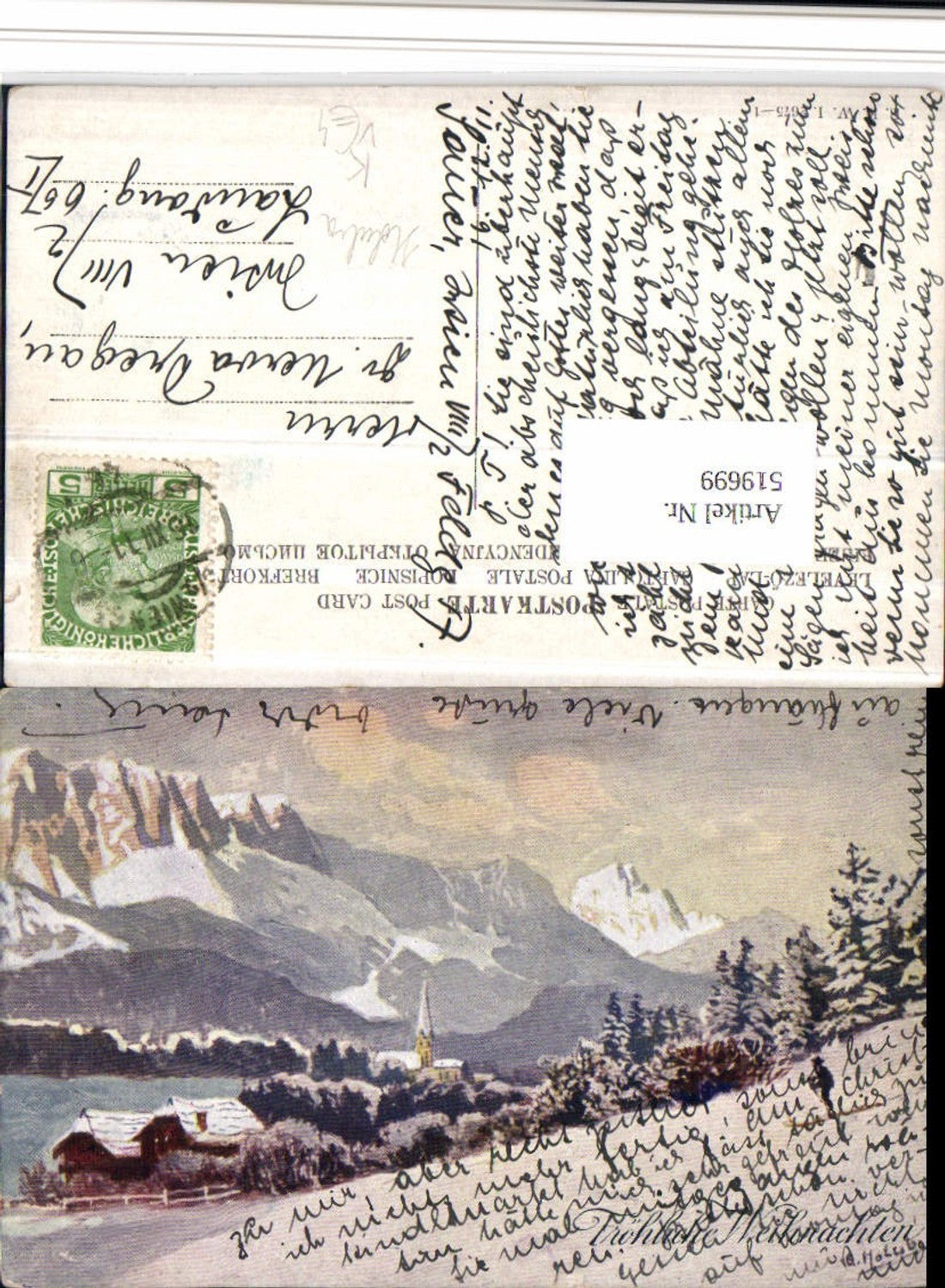 519699,Künstler AK Holuba Winterlandschaft Bergkulisse pub B.K.W.I. 2675/1
