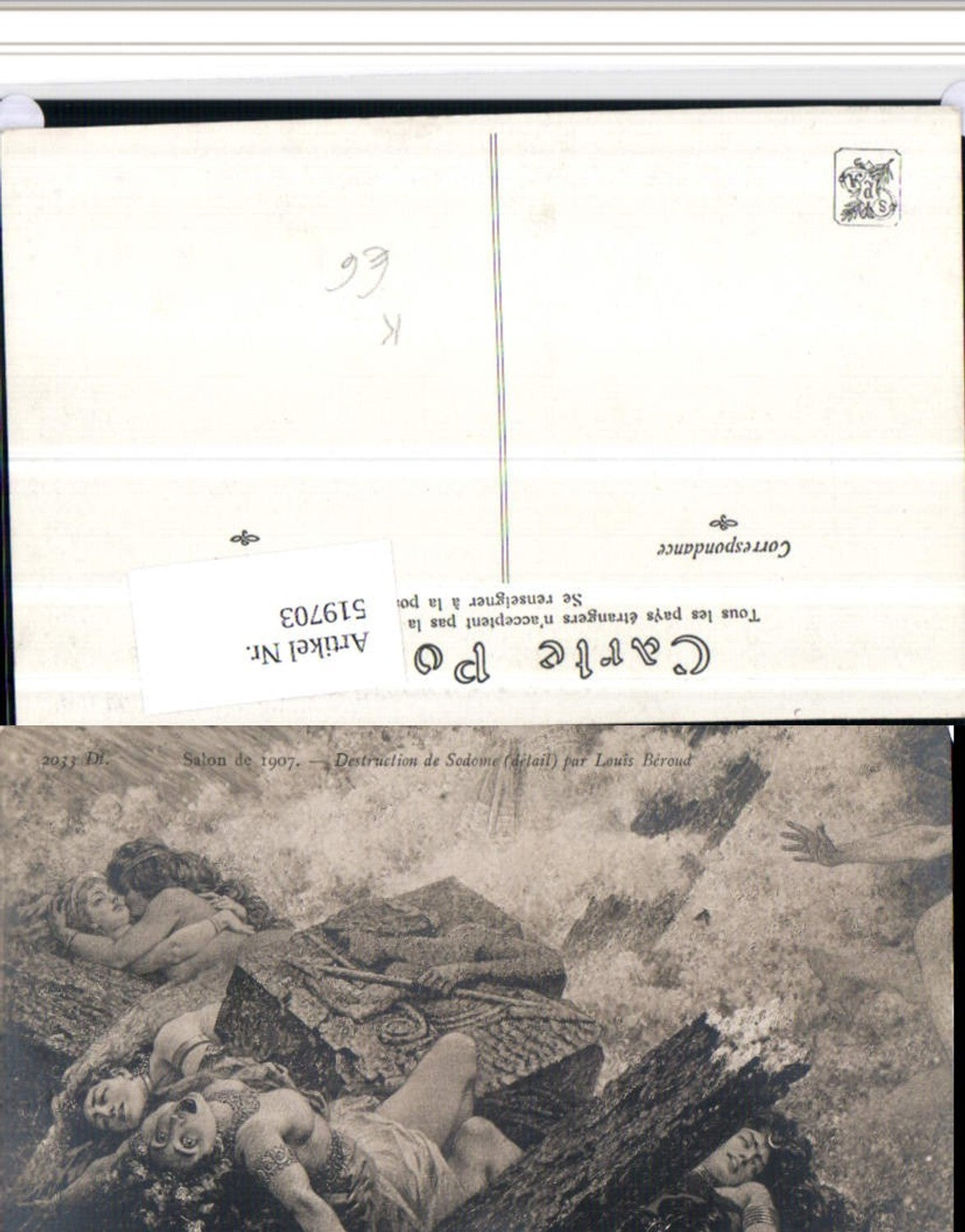 519703,Künstler AK Louis Beroud Destruction de Sodome Schlacht Frauen