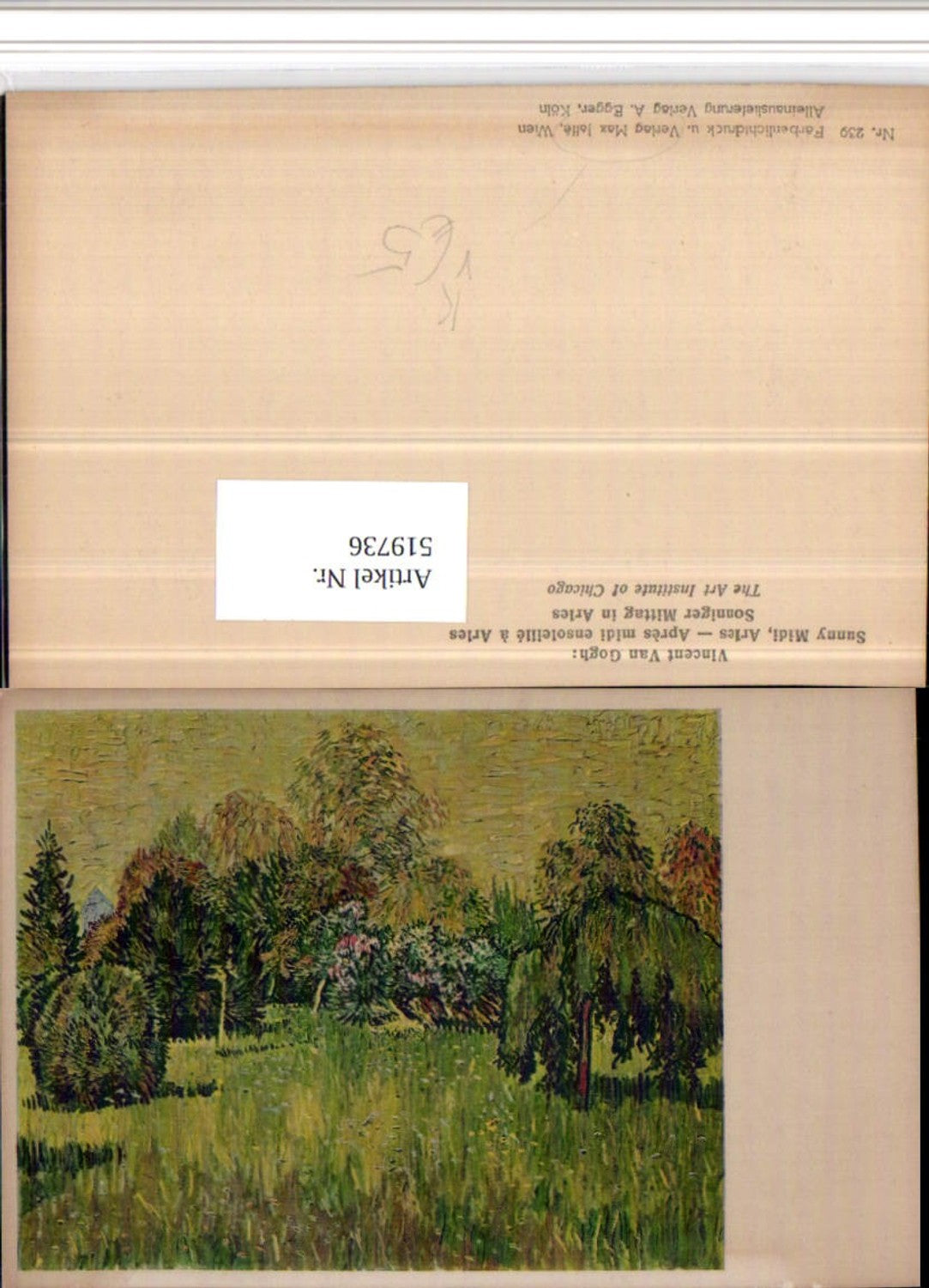 519736,Künstler AK Vincent van Gogh Sonniger Mittag in Arles pub Max Jaffe 239