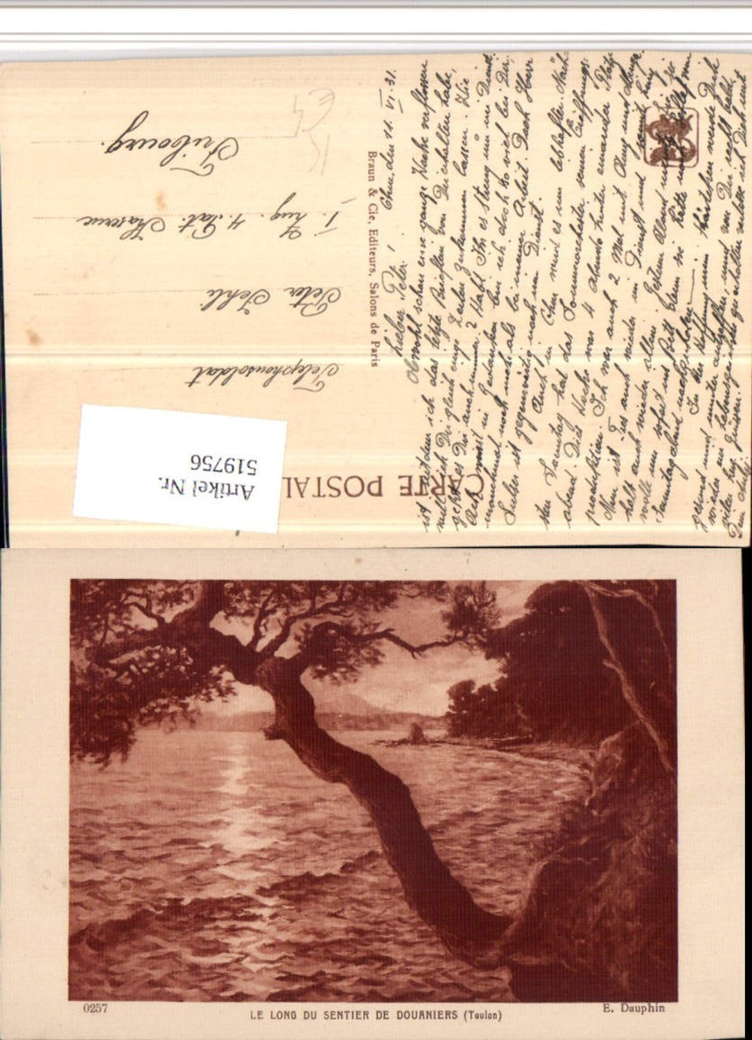 519756,Künstler AK E. Dauphin Le long du sentier de Douaniers Ufer Baum