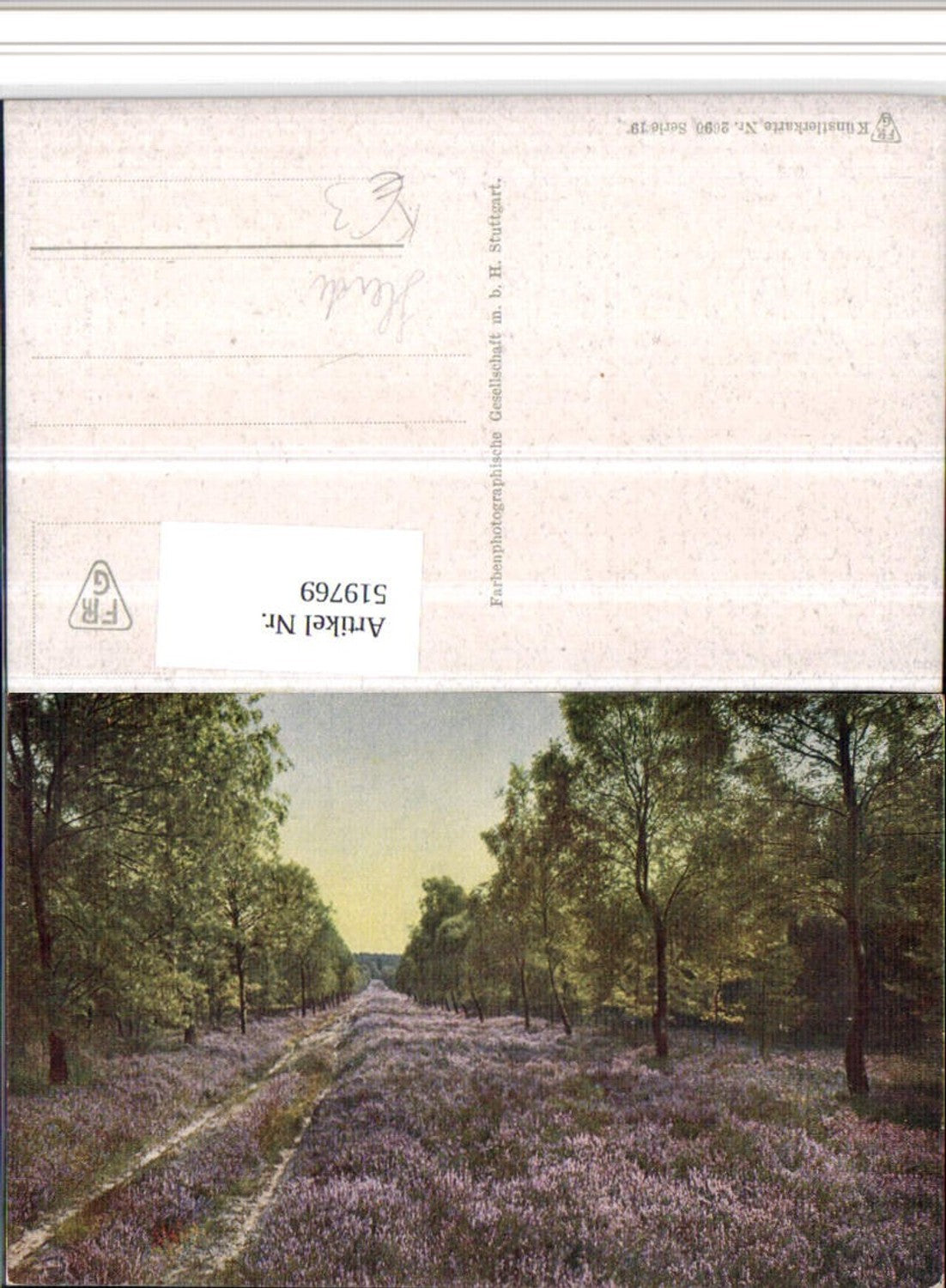 519769,Künstler AK Lüneburger Heide Landschaft Bäume