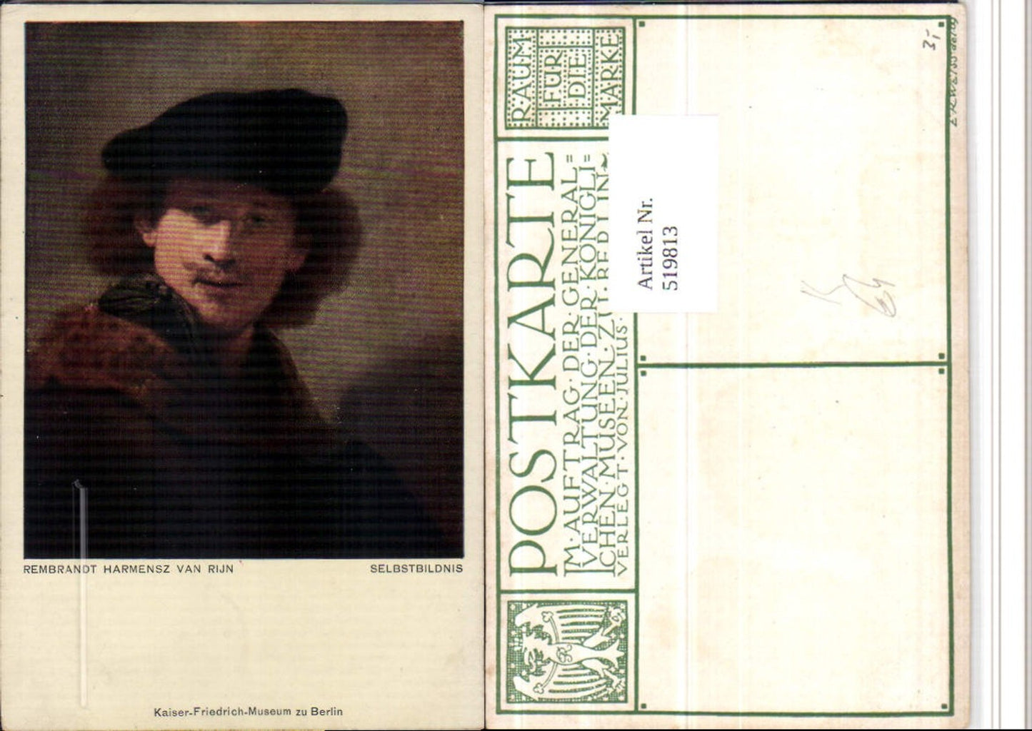 519813,Künstler AK Rembrandt Harmensz van Rijn Selbstbildnis