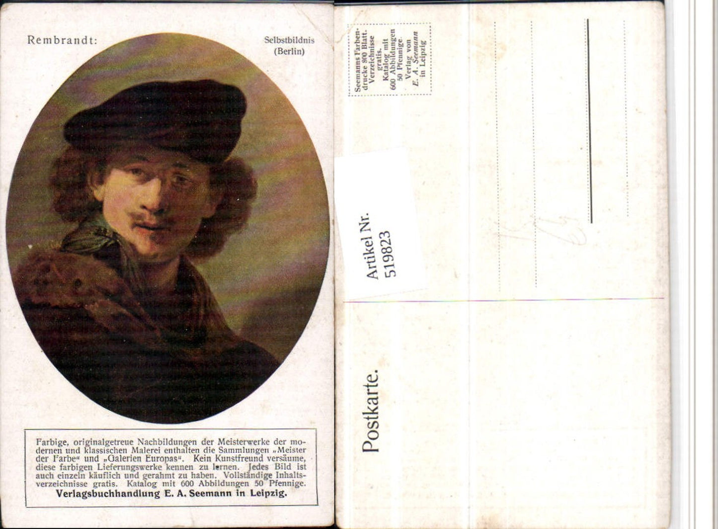 519823,Künstler AK Rembrandt Selbstbildnis Portrait