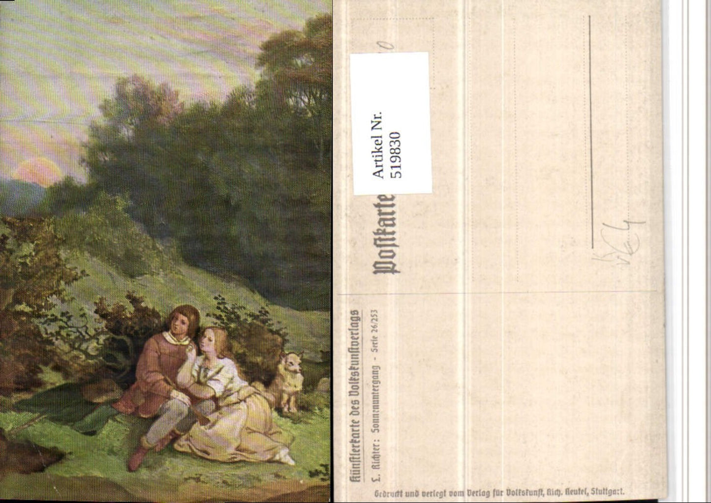 519830,Künstler AK L. Richter Sonnenuntergang Paar pub Volkskunstverlag 26/253