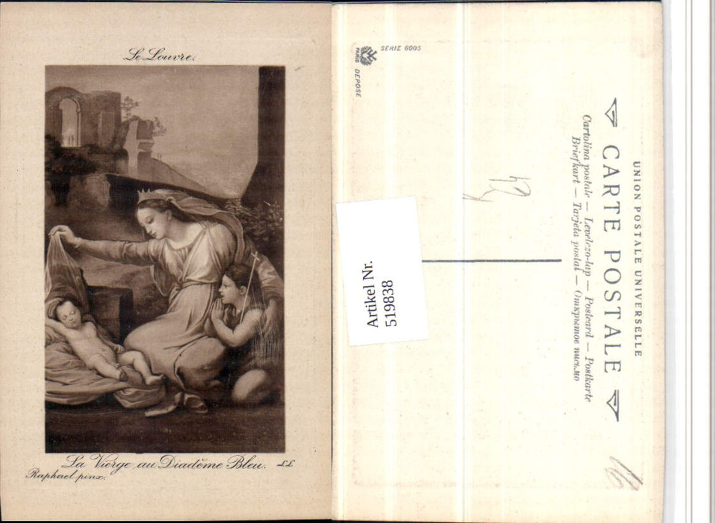 519838, Artist AK Raphael La Vierge au Diademe Bleu Jesuskind