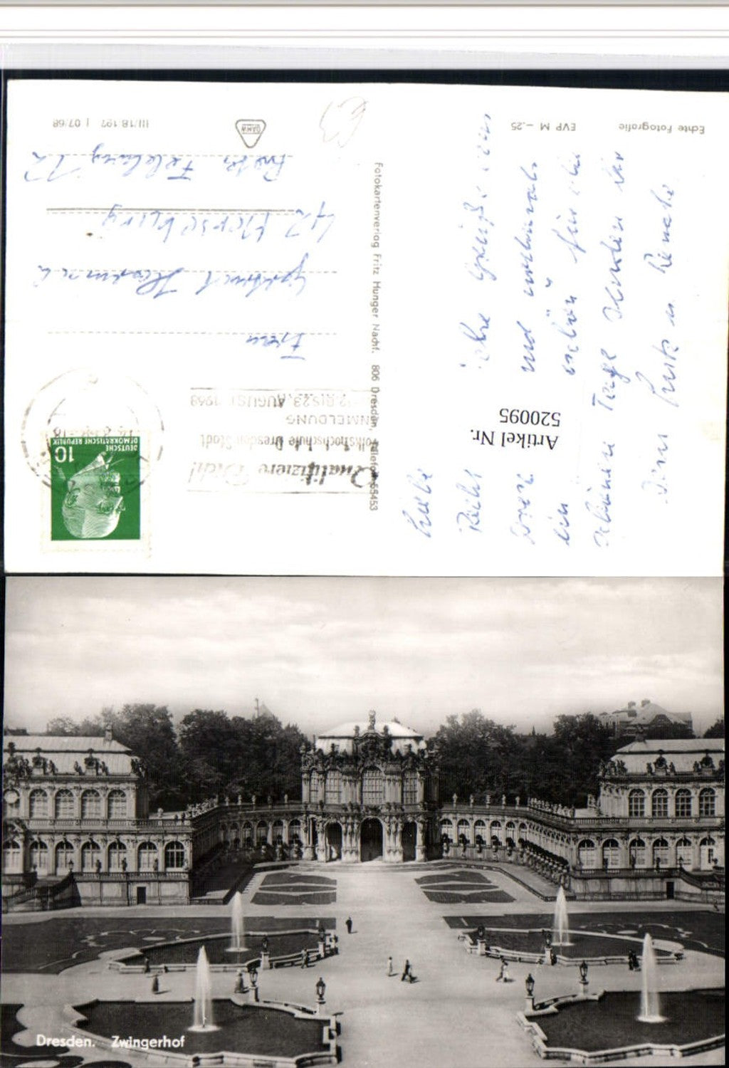 520095,Stadt Dresden Zwingerhof Stempel Volkshochschule