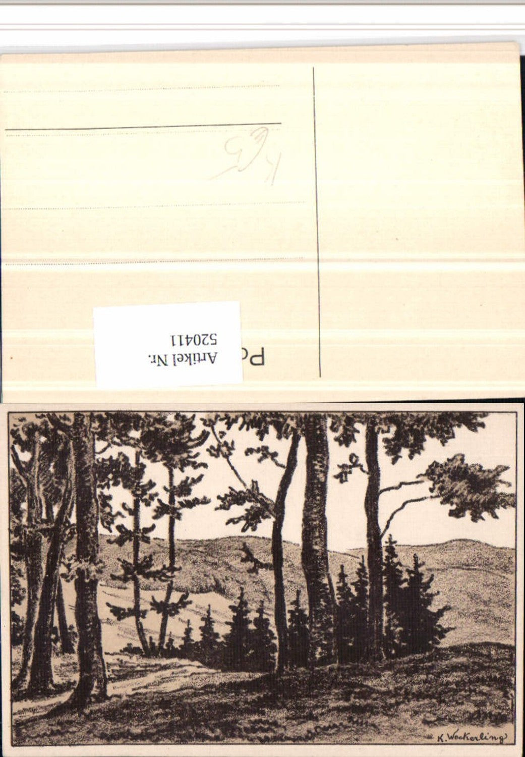 520411, Artist AK K. Weckerling Landscape Trees