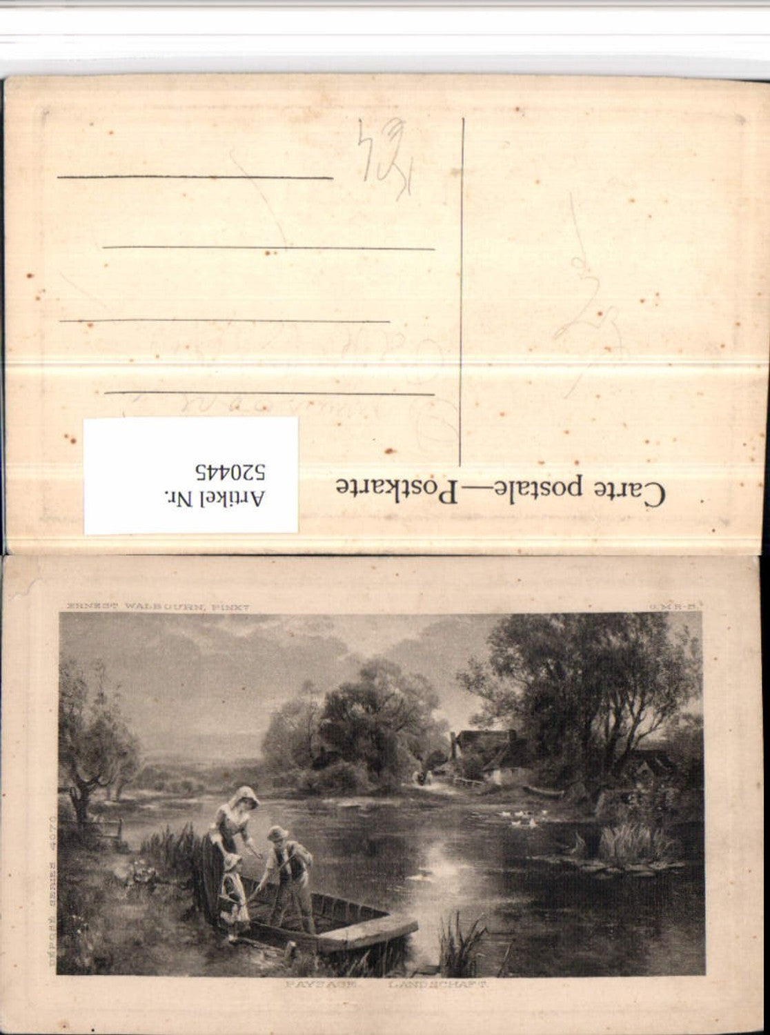 520445,Künstler AK Ernst Walbourn Landschaft Ruderboot Boot