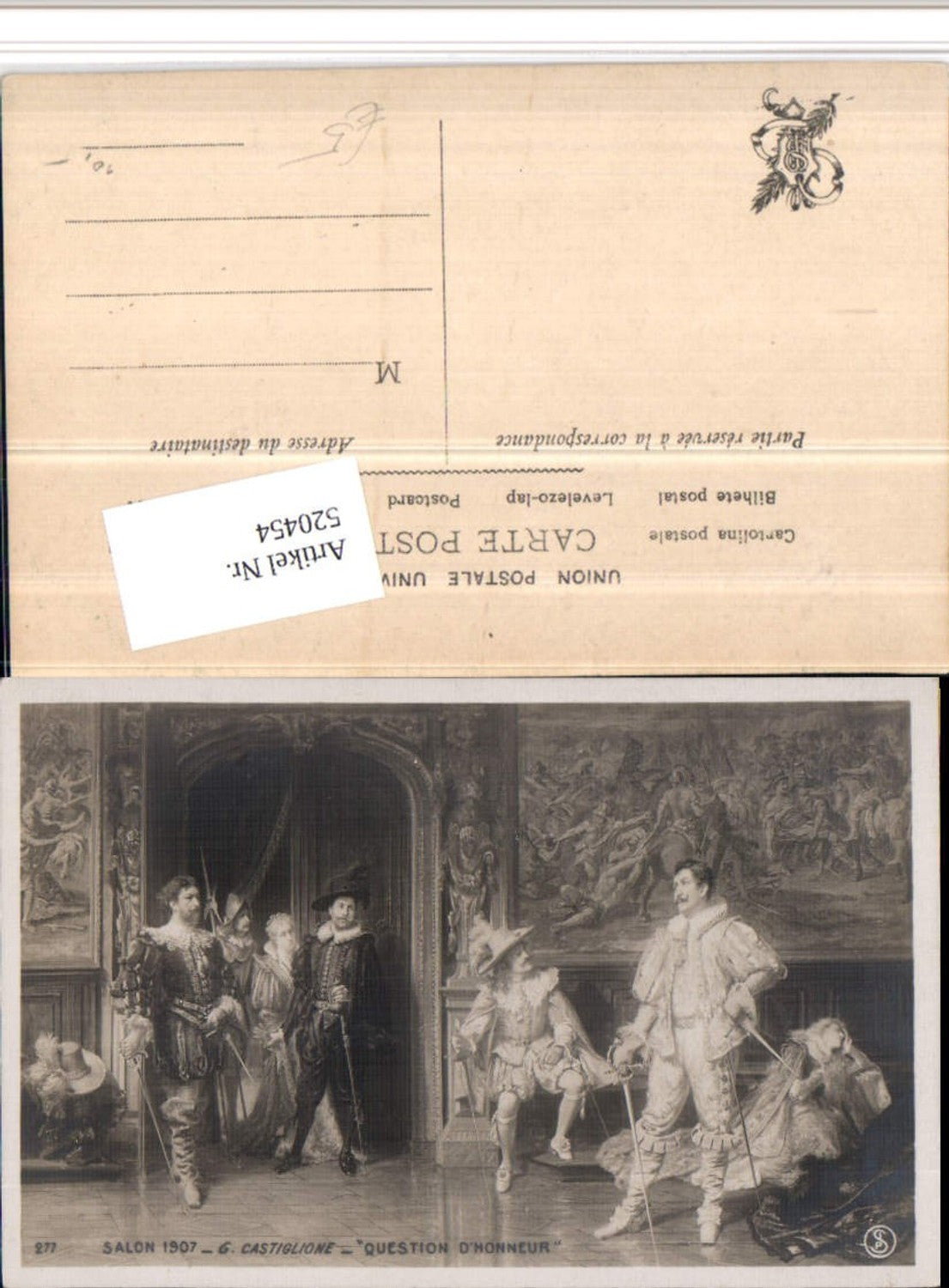 520454,Künstler AK G. Castiglione Question Honneur Männer Schwerte