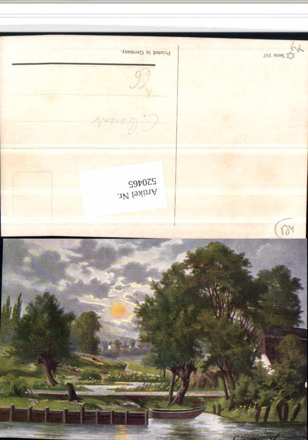 520465, Artist AK C. Present Landscape Boat Sun