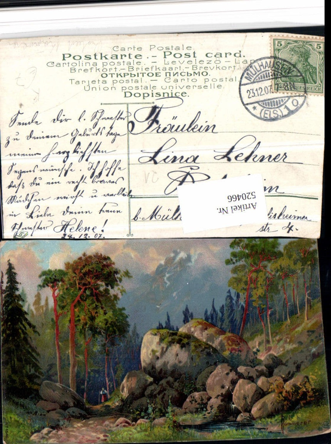 520466,Künstler AK Rob. Kämmerer Landschaft Wald Steine